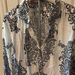LOFT Black and White Patterned Blouse